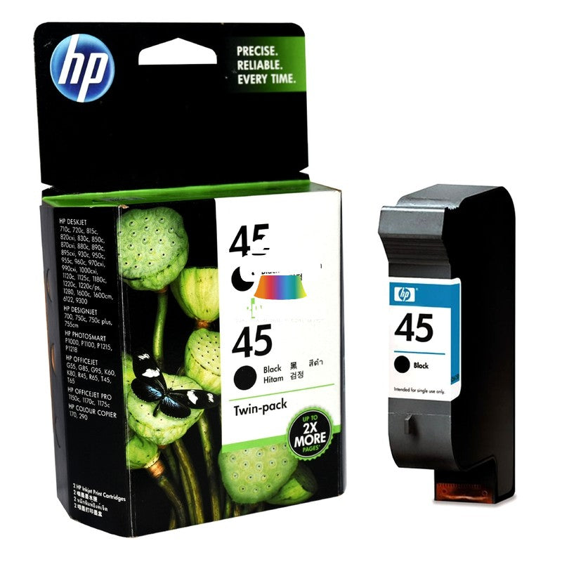 HP 45 Black Original Ink Cartridge Twin Pack (51645AA / 51645A)