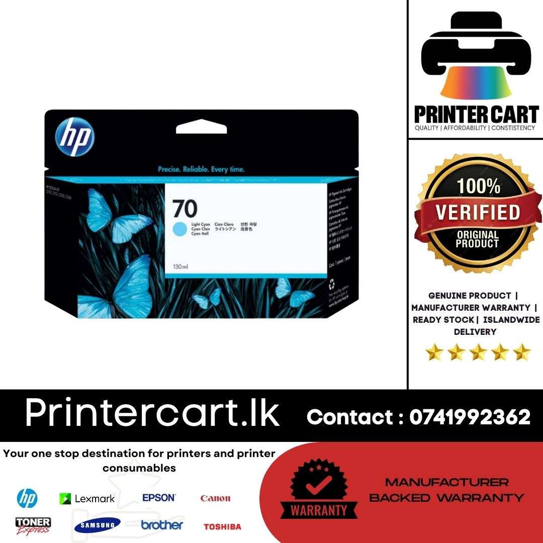 HP 70 130-ml Light Cyan DesignJet Ink Cartridge (C9390A)