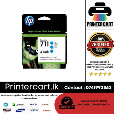 HP 711 Cyan Original Ink Cartridge – 3-Pack (29ml x 3) (C1Q10A)