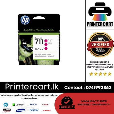 HP 711 Magenta Original Ink Cartridge – 3-Pack (29ml x 3) (C1Q11A)