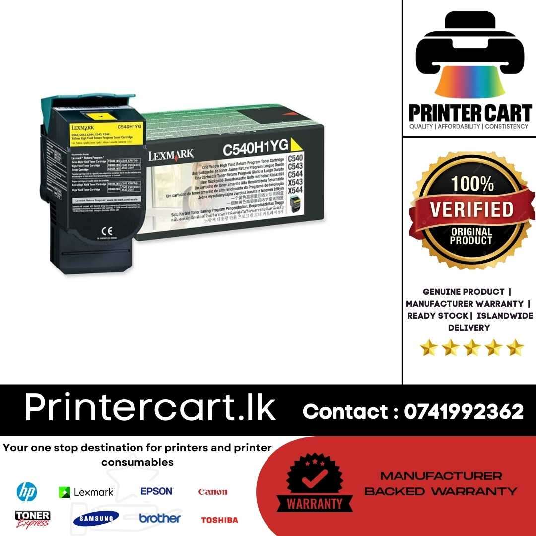 Lexmark C540H1YG High-Yield Yellow Toner Cartridge