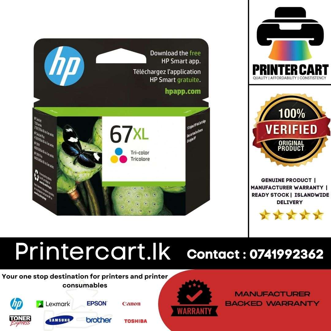 HP 67XL Tri-Color High-Yield Original Ink Cartridge (3YM58AN)