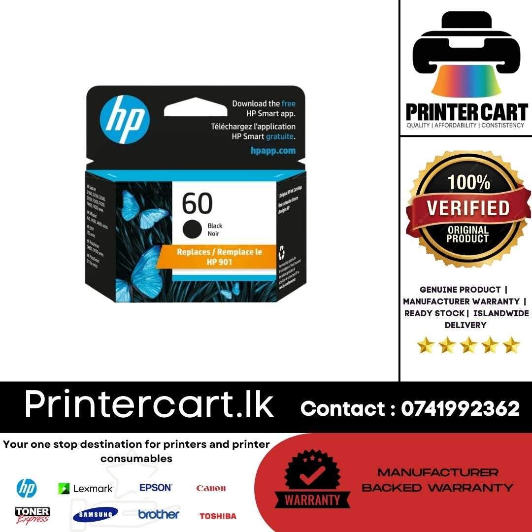 HP 60 Black Original Ink Cartridge (CC640WN)