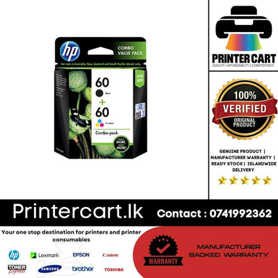 HP 60 Black/Tri-Color Original Ink Cartridges Combo Pack (N9H63FN#140)