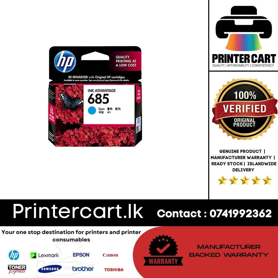 HP 685 Cyan Original Ink Advantage Cartridge (CZ122AA)