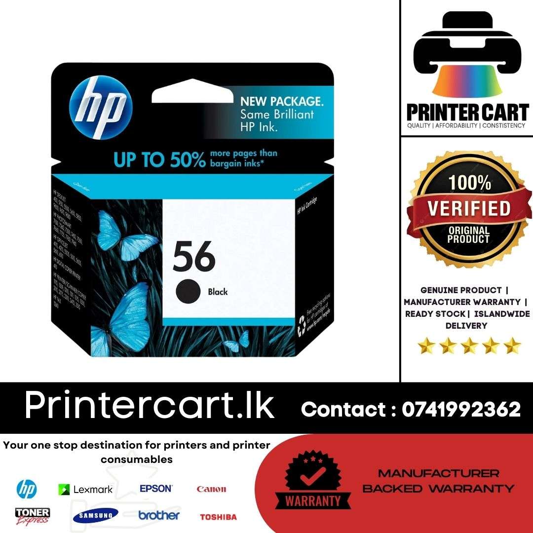 HP 56 Black Original Ink Cartridge (C6656AN)