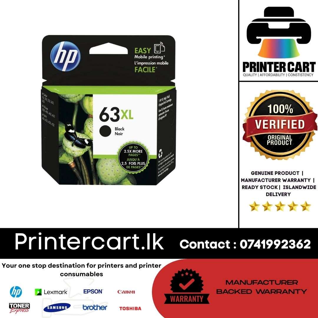 HP 63XL Black High Yield Original Ink Cartridge (F6U64AN)