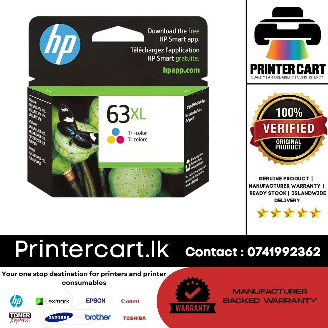 HP 63XL Tri-color High Yield Original Ink Cartridge (F6U63AN)